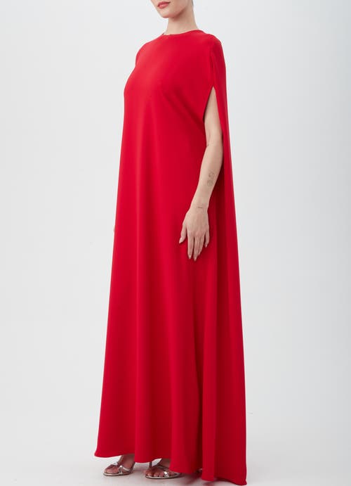Trina Turk Masquerade Trapeze Cape Gown In Red Spark