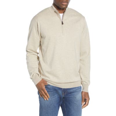 Peter Millar Crown Quarter Zip Pullover Sweater, Brown