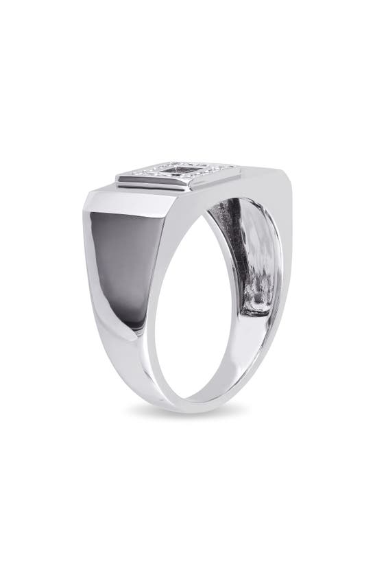 Shop Delmar Diamond Square Ring In Silver
