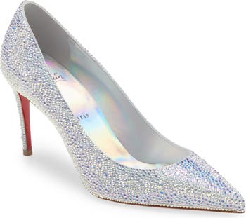 Silver peep-toe Christian Louboutin bridal heels- you can't go
