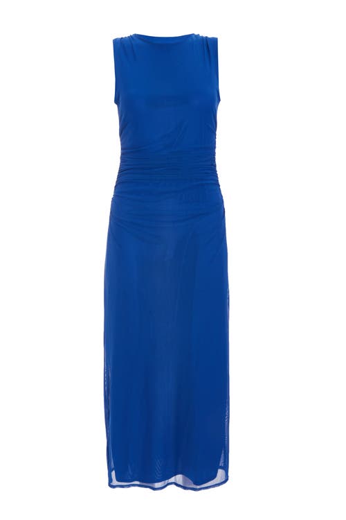 Shop Quiz Ity Ruched Maxi Dress In Blue