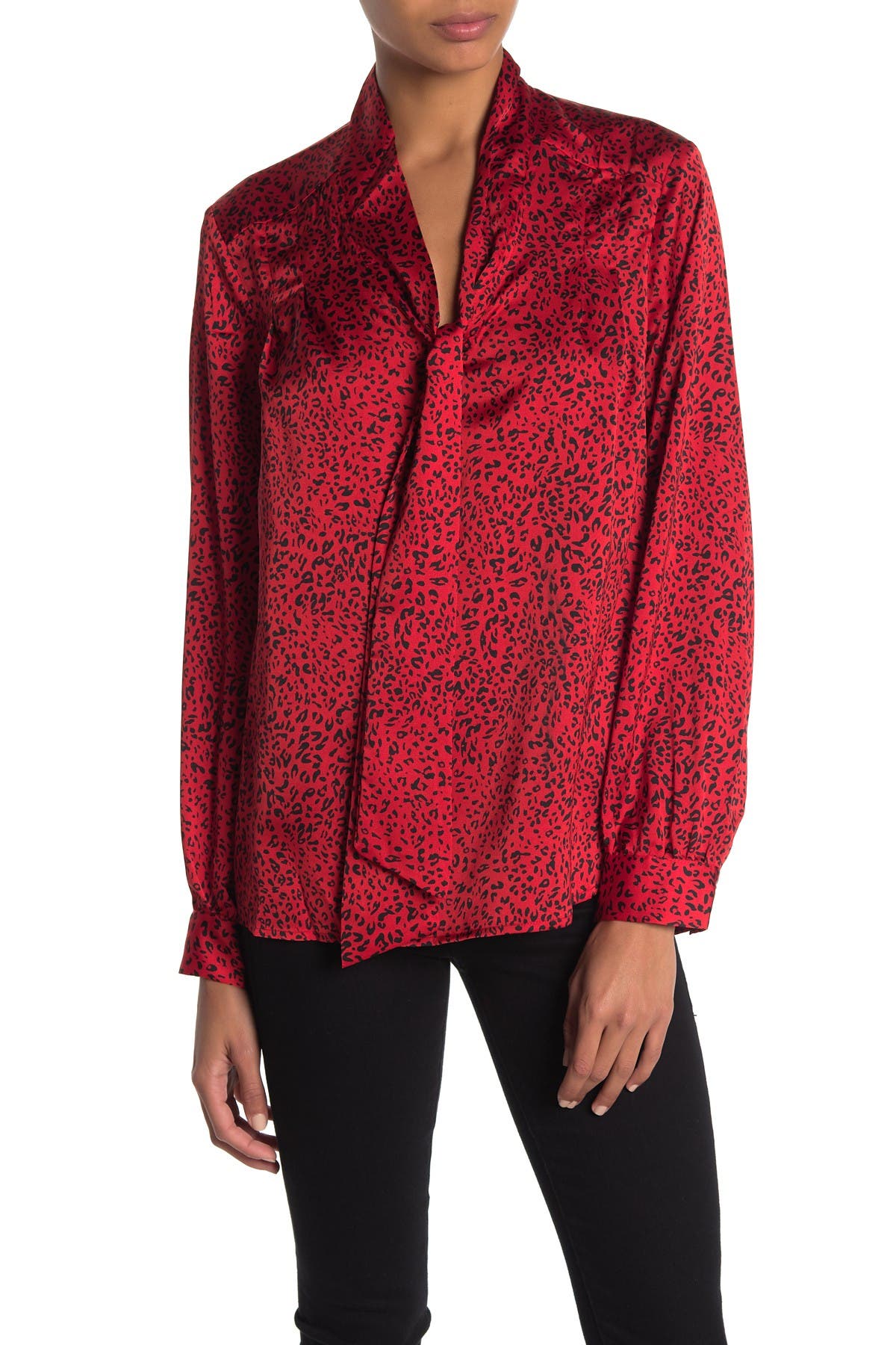 leopard print blouse red