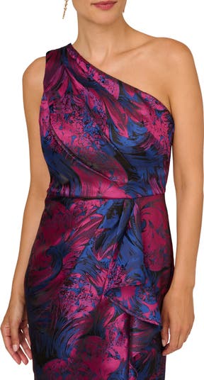 Adrianna Papell One-Shoulder Jacquard Gown | Nordstrom