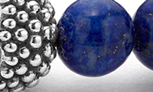 Lagos Anthem Lapis Skull Stretch Bracelet In Silver/laplis