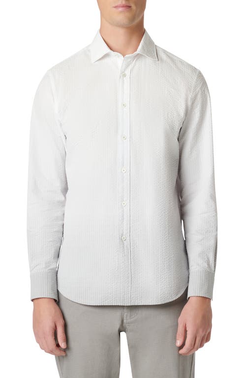 Bugatchi Axel Shaped Fit Woven Seersucker Cotton Button-Up Shirt Platinum at Nordstrom,