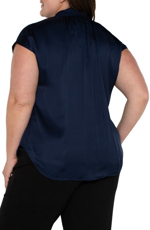 Shop Liverpool Los Angeles Liverpool Dolman Sleeve Satin Shirt In Dark Navy