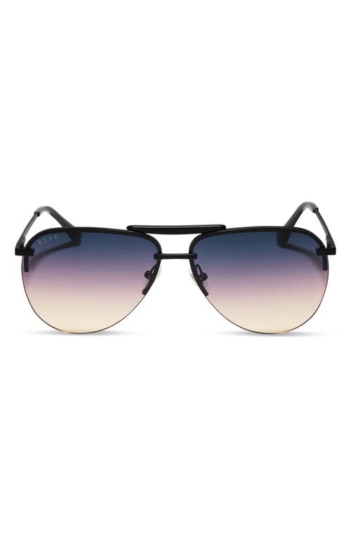 Tahoe 63mm Gradient Oversize Aviator Sunglasses in Black/Twilight Gradient