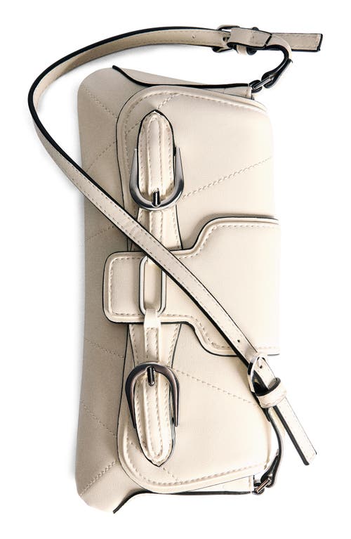 Shop Mango Faux Leather Shoulder Bag In Off White