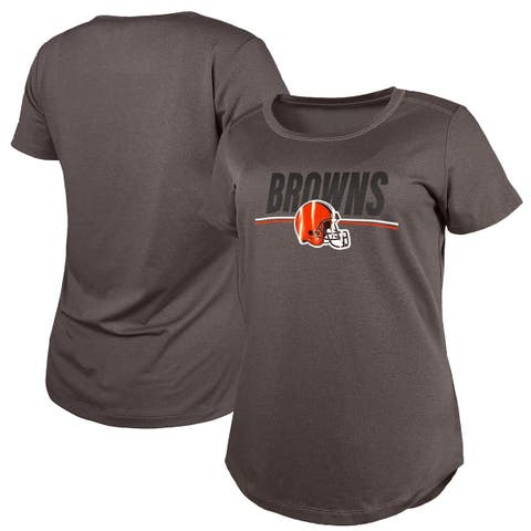 Women's Nike Orange/Brown Cleveland Browns Impact Exceed Performance Notch Neck T-Shirt Size: Medium