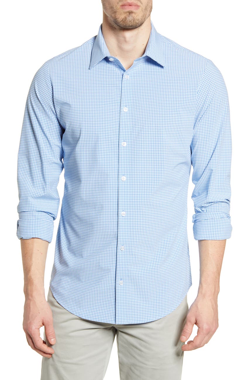 MIZZEN AND MAIN | Mizzen + Main Leeward Trim Fit Microgrid Button-Up ...