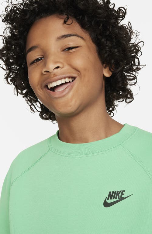 Nike Sportswear Tech Fleece Big Kids' (boys') Sweatshirt In Spring Green/black/black