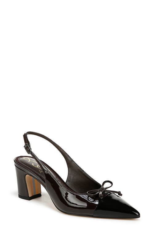 Shop Sam Edelman Willette Slingback Pointed Cap Toe Pump In Rich Chocolate/black