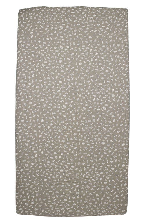 L'Ovedbaby Branch Print Fitted Organic Cotton Crib Sheet in Fawn Leaves at Nordstrom