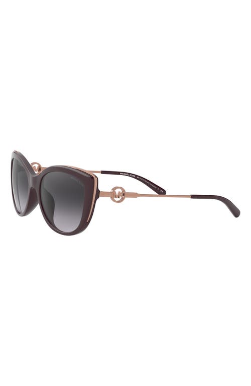 Michael Kors 55mm Gradient Cat Eye Sunglasses In Cordovan/dark Grey Gradient