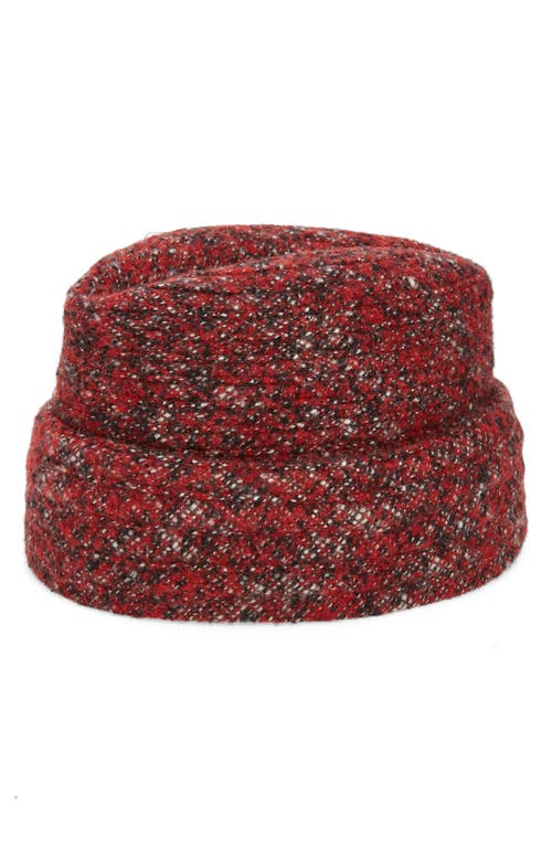 The Cuff Woven Cloche in Red Plaid Boucle