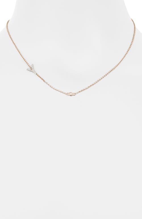 Meshmerise Bezel Diamond Initial Chain Necklace In Rose-y