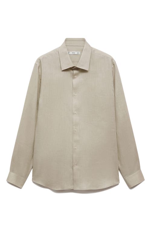 Mango Men's Linen Shirt In Aqua Green