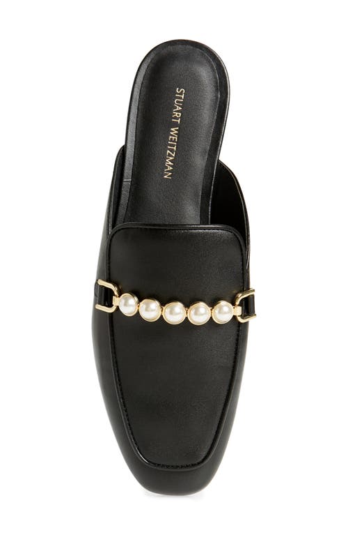 Stuart Weitzman Perla Imitation Pearl Mule In Black