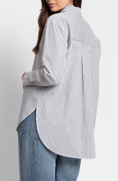 Shop Seraphine Pinstripe Maternity/nursing Button-up Shirt In White