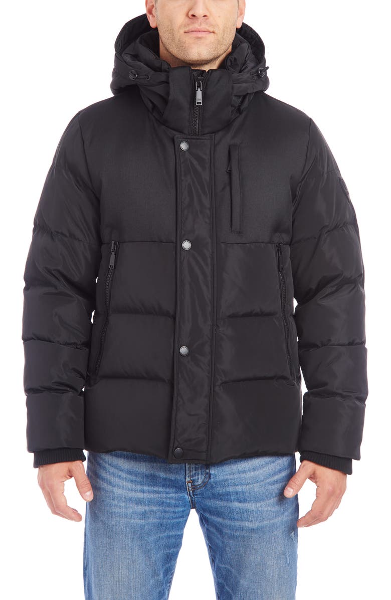 Vince Camuto Mixed Media Hood Puffer Jacket | Nordstrom
