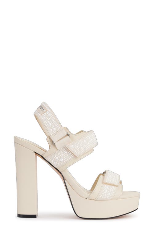 Karl Lagerfeld Alessia Faux Pearl Platform Sandal In Warm Mist/white