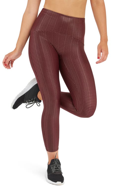 Spanx ® Metallic Dot Print Active 7/8 Leggings In Wine/rose Gold