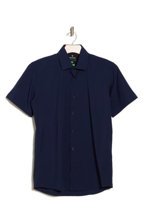 Tom Baine Slim Fit Performance Short Sleeve Button-up Shirt In Navy
