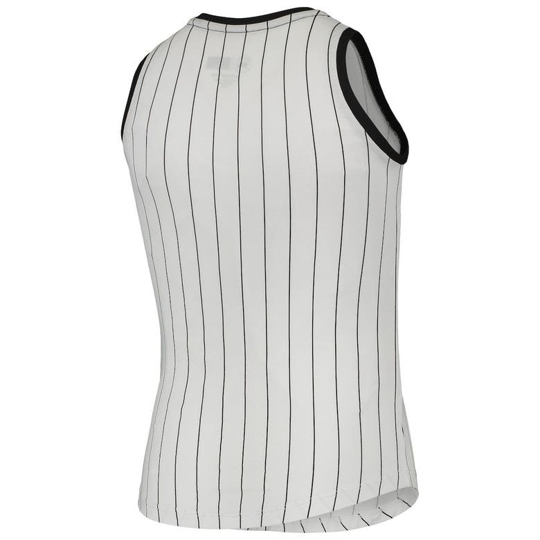 Women's New Era White/Black Pittsburgh Pirates Pinstripe Scoop Neck Tank Top