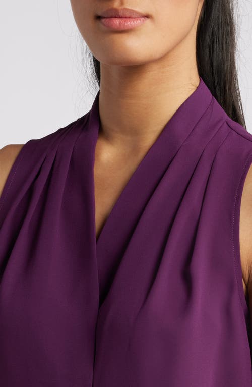 Shop Anne Klein Pleated Shell In Deep Plum