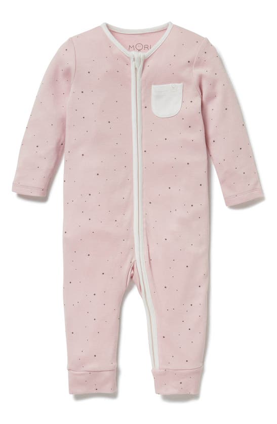 Mori Stripe Fitted One-piece Pajamas In Stardust