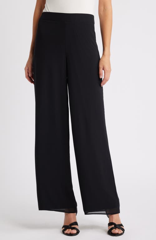 Shop Anne Klein Chiffon Overlay Wide Leg Pants In Anne Black