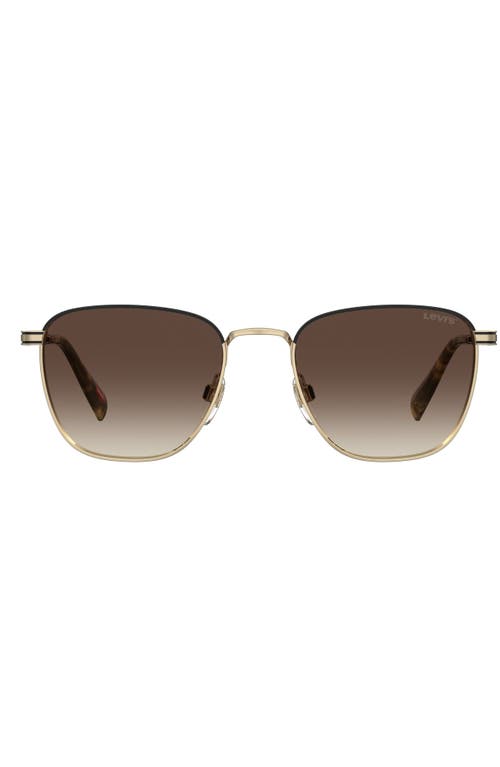 52mm Gradient Rectangular Sunglasses in Gold /Brown Gradient