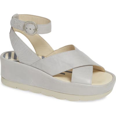 Fly London Bite Wedge Sandal, Metallic