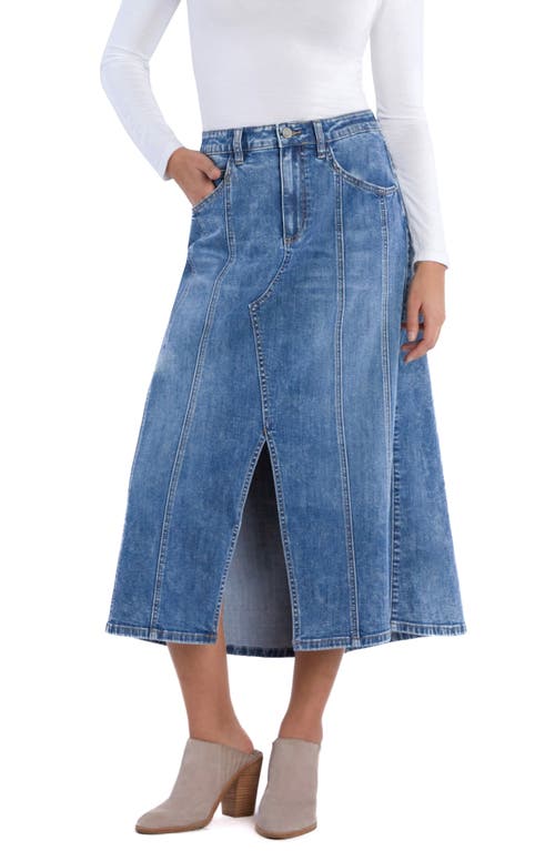 Wash Lab Denim Justine Denim Midi Skirt In Blue Lake