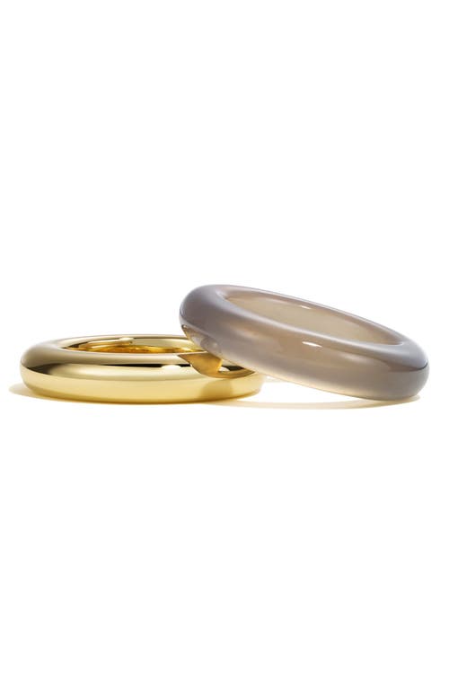 By Pariah Duo Set Of 2 Pinky Stack Rings In Grey Agate