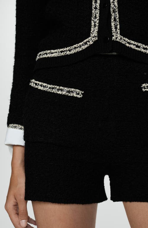 Mango Contrast Trim Knit Shorts In Black