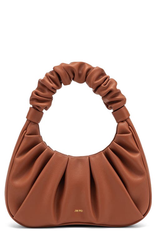 Gabbi Ruched Faux Leather Hobo Bag in Nutella