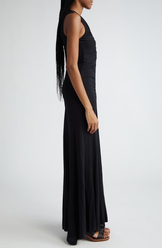 Shop Ulla Johnson Isabel Ruched Sleeveless Maxi Dress In Noir