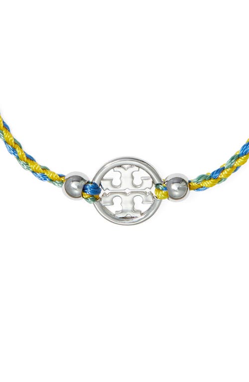 Shop Tory Burch Miller Slider Bracelet In Tory Gold/blue Multi