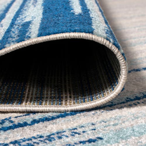Jonathan Y Linear Modern Half-stripe Area Rug In Blue/cream