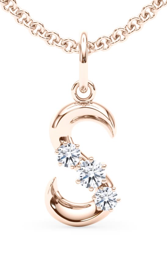 Hautecarat Graduated Lab-created Diamond Initial Letter Pendant Necklace In S - 18k Rose Gold