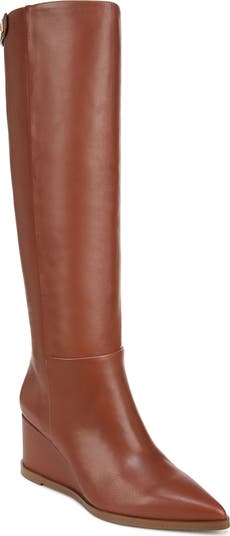 Knee high 2025 leather wedge boots