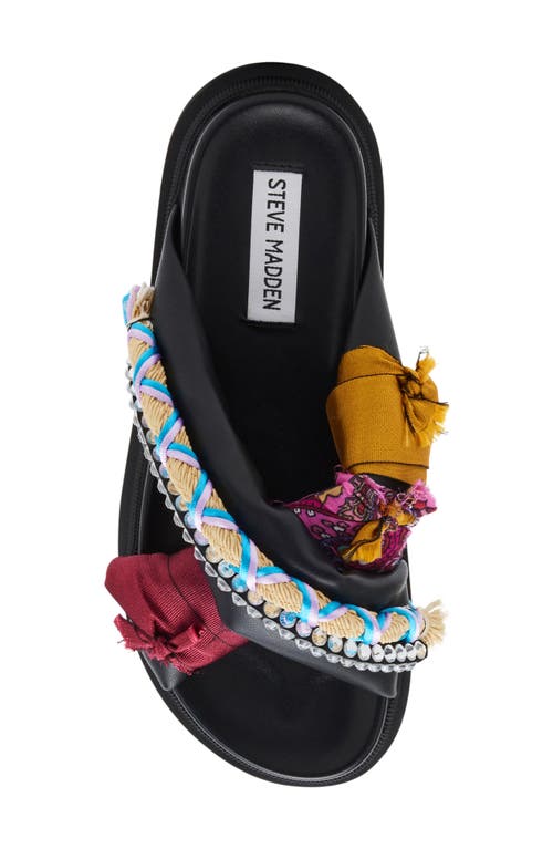 Steve Madden Women's Leisure Scarf Embellished Footbed Sandals In Black Multi