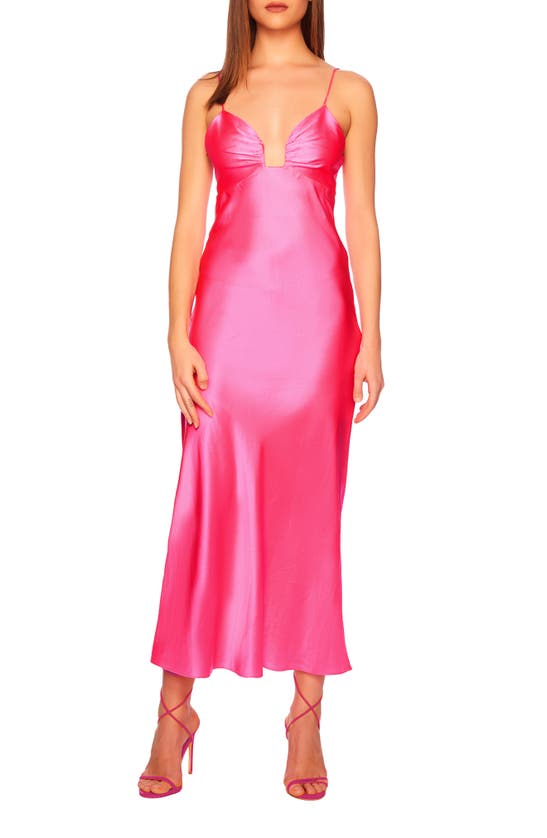 Shop Susana Monaco Square Wire Bias Cut Silk Slipdress In Shocking Pink