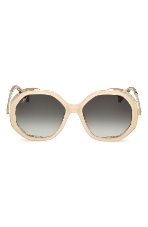 Shop Max Mara 55mm Geometric Sunglasses In Ivory/gradient Green