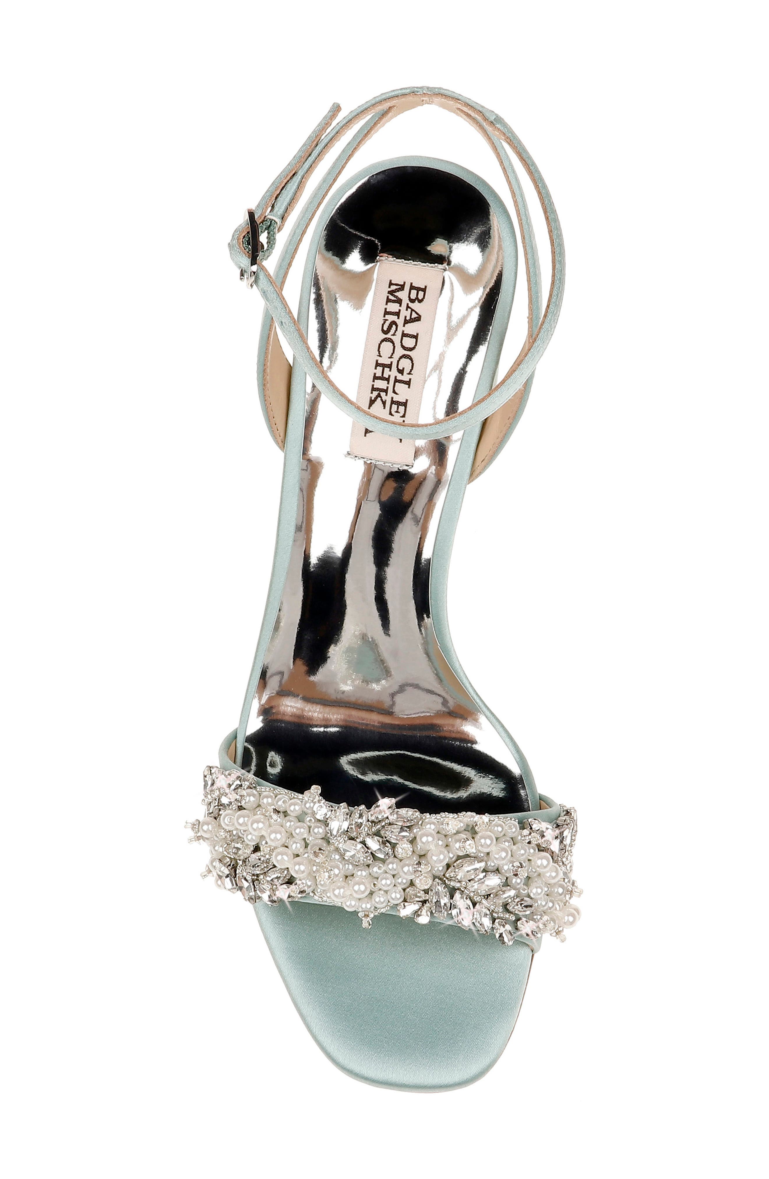 badgley mischka women's clara embellished block heel sandals