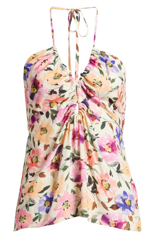 Shop Favorite Daughter The Slow Dancing Floral Keyhole Halter Top In Prosecco Floral