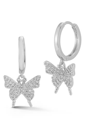 Sphera Milano Cubic Zirconia Huggie Hoop Earrings In Silver