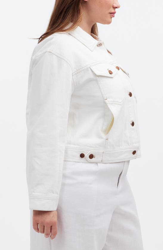 Shop Madewell Button Front Denim Jacket In Tile White