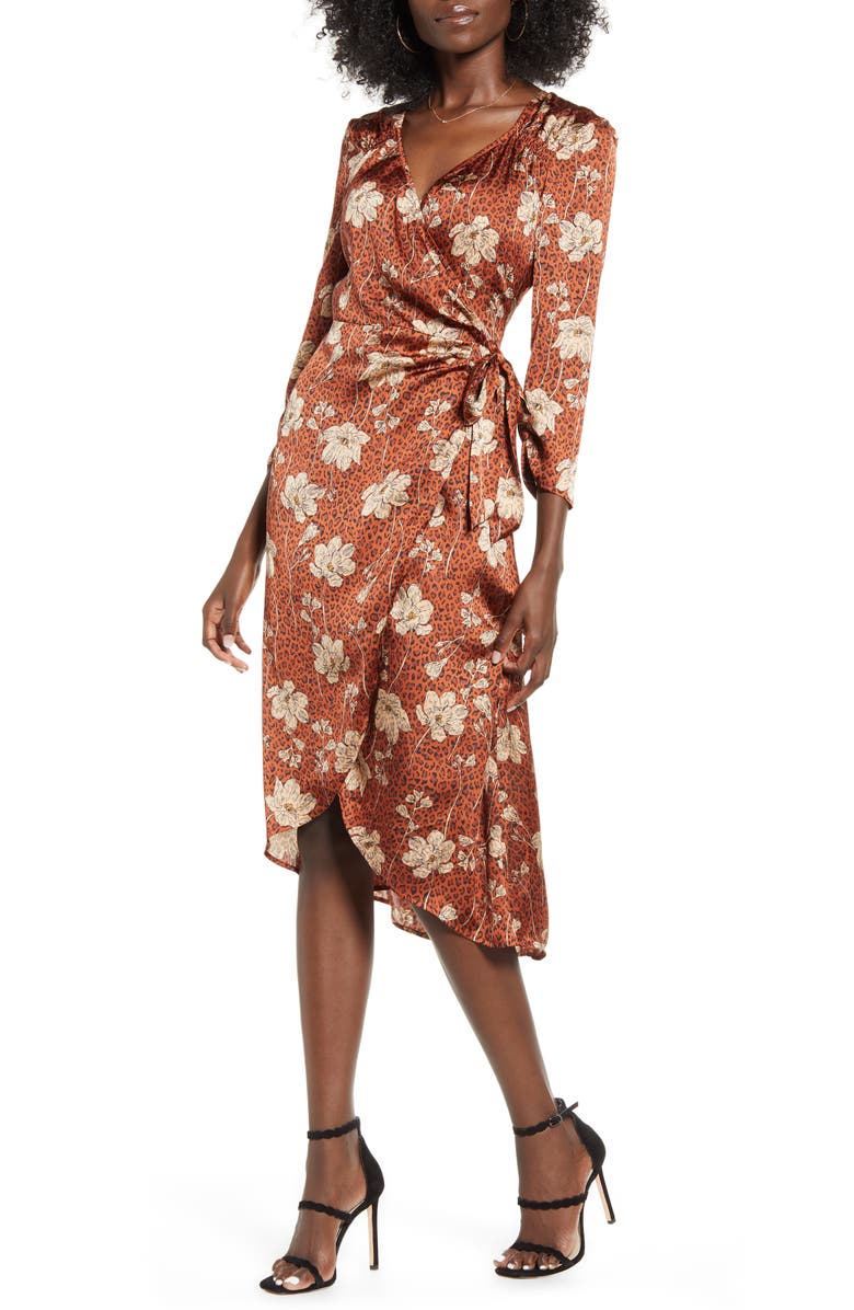 Leith Floral Print Wrap Dress Nordstrom